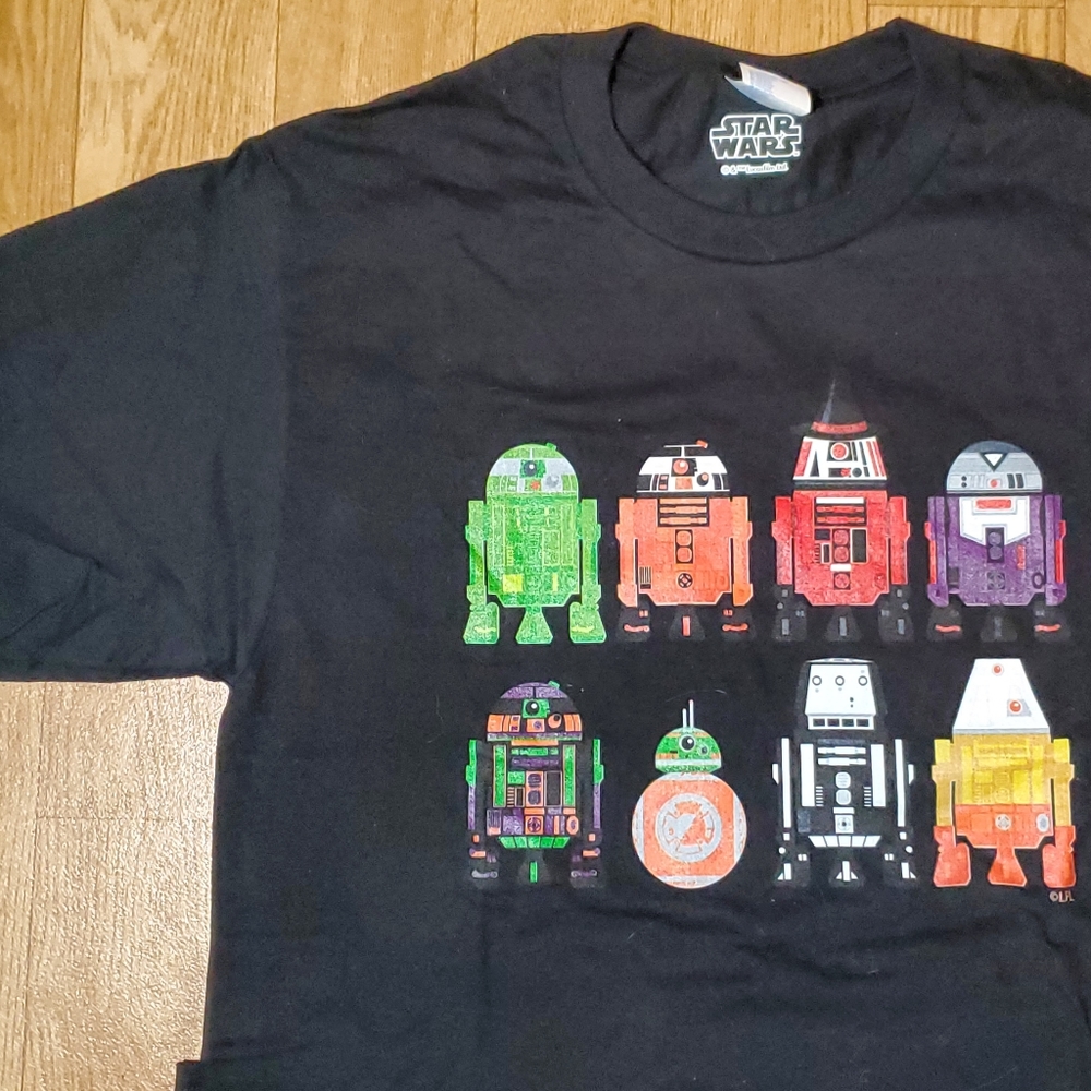 STAR WARS Droids Graphic T-Shirt Tee R2-D2 Disney Small Black New NWOT